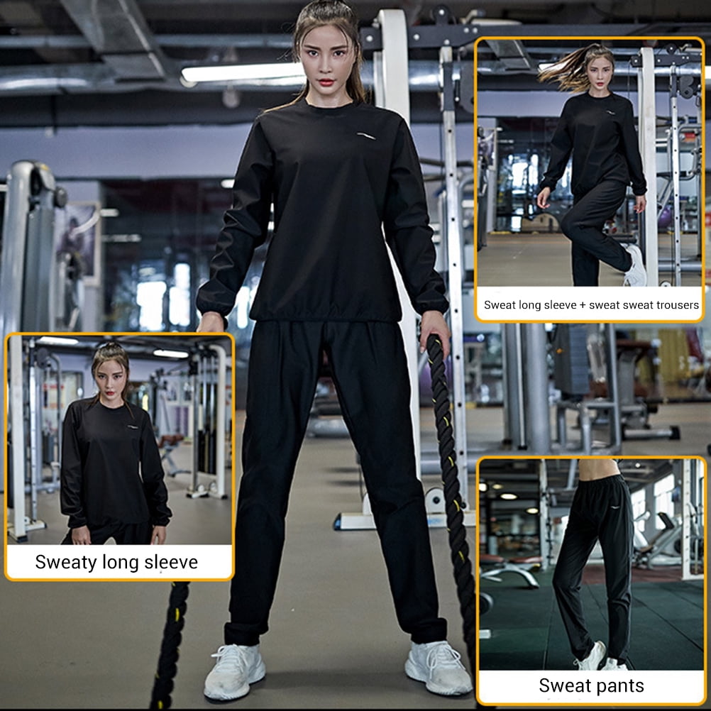Fitness Sauna Suit Women Weight Loss Tops Pants Suit Gym Workout