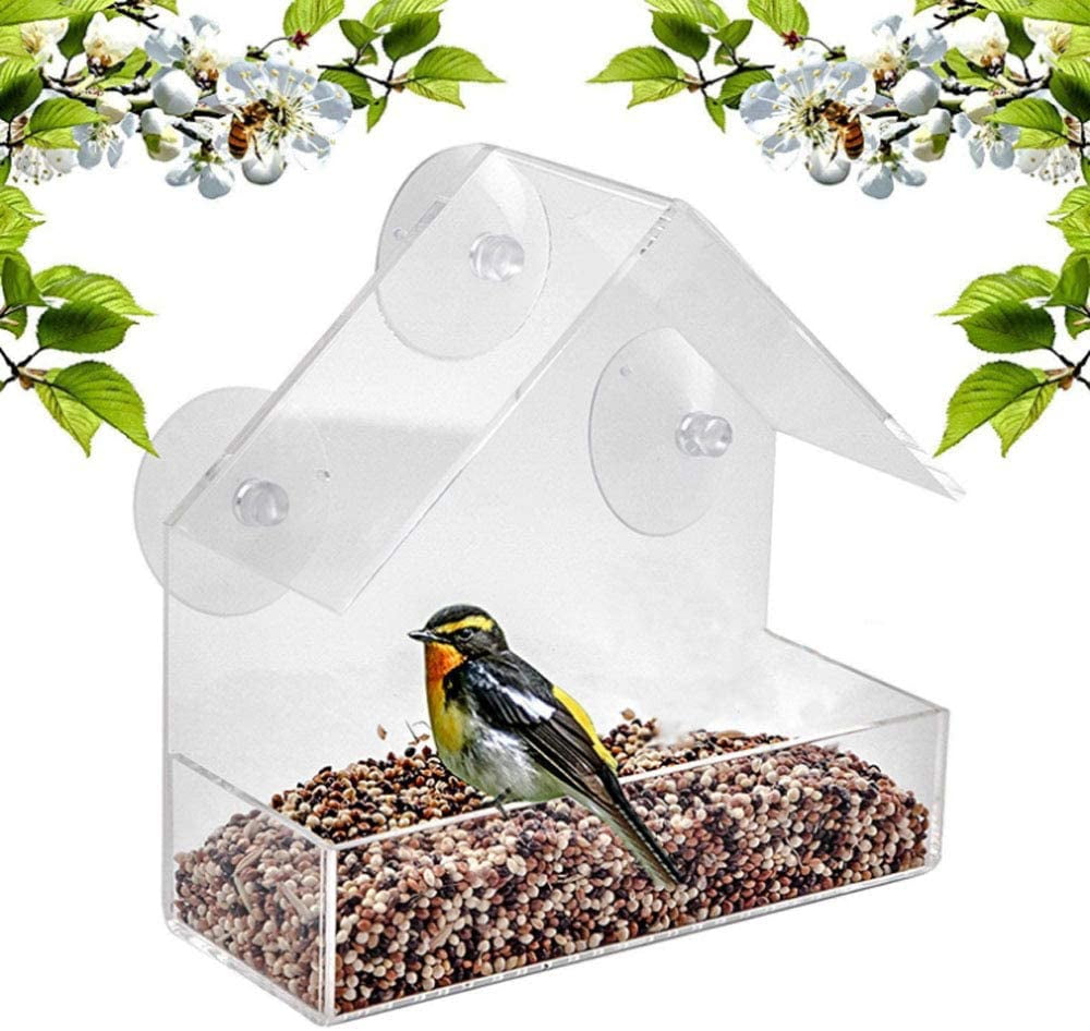 Vingtank 2pcs Window Bird Feeder With Strong Suction Cups Acrylic Kitchen Bird Feeder Triangle Hanging Birdhouse Suction Bird House Feeder For Cardinals Blue Jays Finches Chickadees Triangle Roof Walmart Com Walmart Com