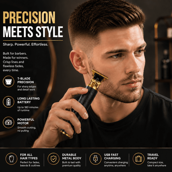 Professional Men's Cordless Hair Clipper and Beard Trimmer Kit