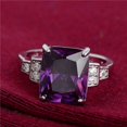 thumbnail image 2 of HeartsAndYou 2ct Radiant Natural Purple Amethyst Moissanite Accent Ring 14k SOLID White Gold, 2 of 9