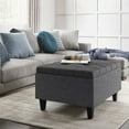 thumbnail image 5 of Harrison 34 inch Wide Transitional Small Coffee Table Storage Ottoman in Slate Grey Linen Look Fabric, 5 of 8