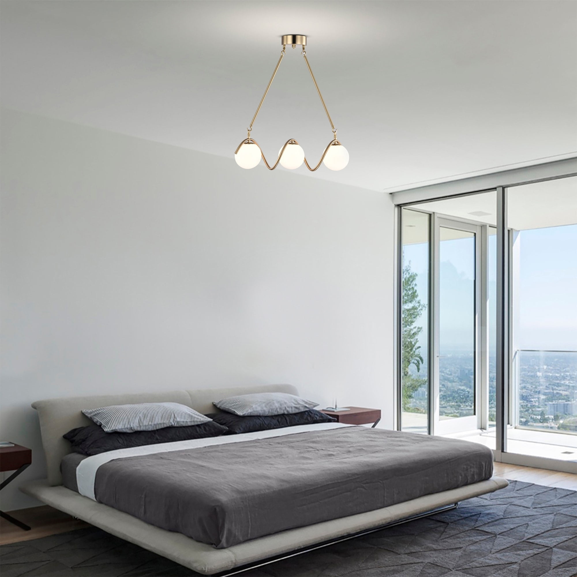 Willow 20 in. 3-Light Indoor Brass Finish Chandelier with Light Kit