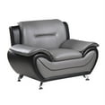 thumbnail image 3 of Lexicon Matteo Faux Leather Accent Chair in Gray and Black, 3 of 5