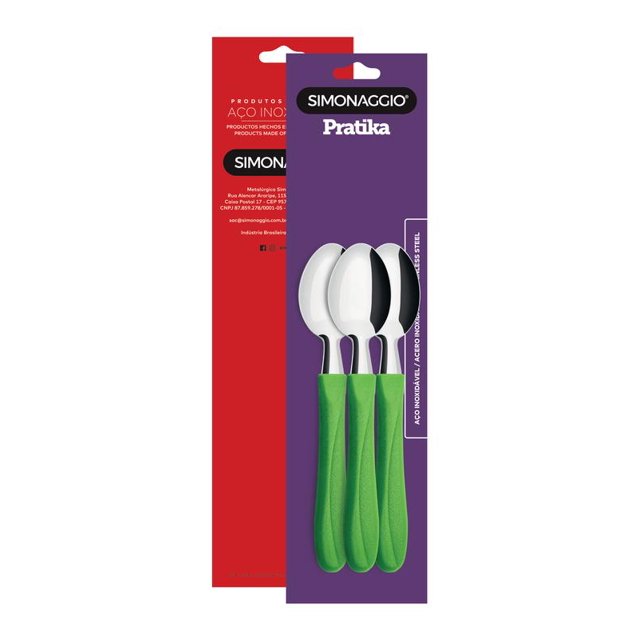 Cucharas para te mango plastico Verde (blister 3 piezas) Simonaggio Pratika Simonaggio