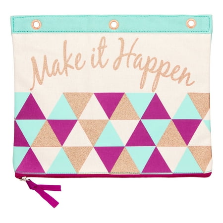 canvas print binder pouch with motivational make it happen message