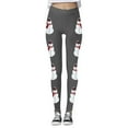 thumbnail image 4 of MKLEKYY Leggings con estampado navideño de muñeco de nieve para mujer, pantalones de yoga elásticos y atléticos para fitness y uso festivo., 4 of 4