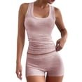 thumbnail image 3 of Women'S Y2K Yoga Slim Fit Tank Top and Shorts 2 Piece Workout Set Athletic Gym Outfit Pink M, 3 of 8