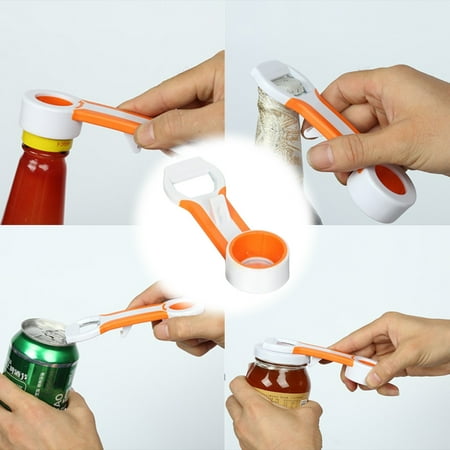 

4-In-1 Grip Bottle Opener - Easily Opens Twists Caps Bottle Caps Canning Lids And Can Tabs Multicolor Free Size
