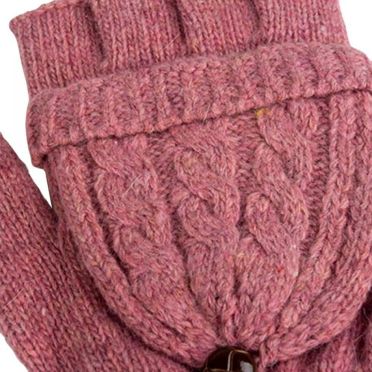 Fingerless Winter Gloves Convertible Wool Mittens for Men & Women - Warm  Thermal Knit Flip Top Snow Glove for Cold Weather