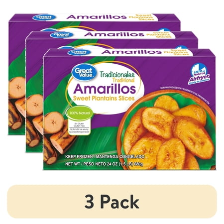 (3 pack) Great Value Amarillos, Sweet Plantain Slices, 1.5 lb Box (Frozen)