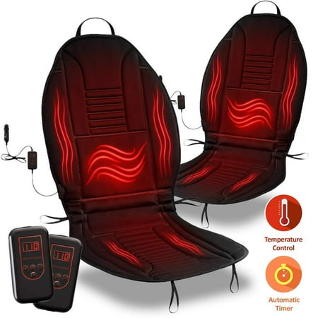 Zone Tech Heated Car Seat Cushion - 2-Pack Black 12V Heating Warmer Pad Hot Cover Perfect for Cold Weather and Winter (Best Heated Car Cushion)