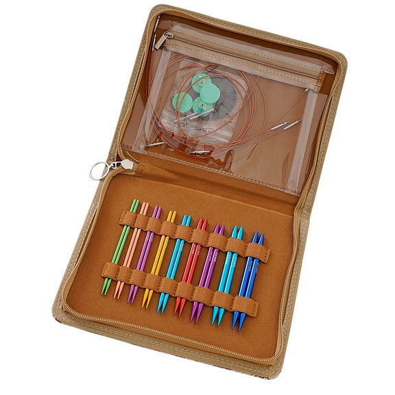 9Pairs Interchangeable Circular Knitting Needle Set with Zippered Case, 3.0mm-6.0mm Aluminum Circular Knitting Needle