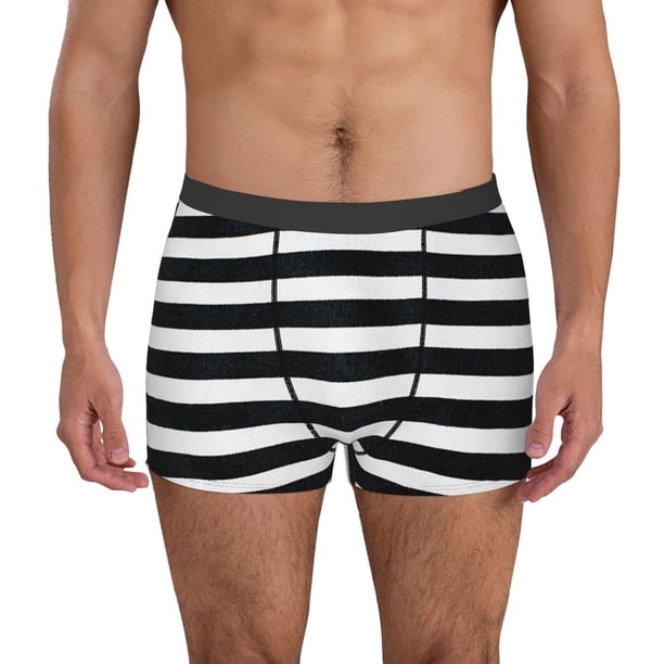 Fotbe Black And White Stripes Calzoncillos Tipo Boxer con Bolsa de Soporte Total para Hombre, X-Temp Fresco, Transpirable y de Secado Rápido-Medium