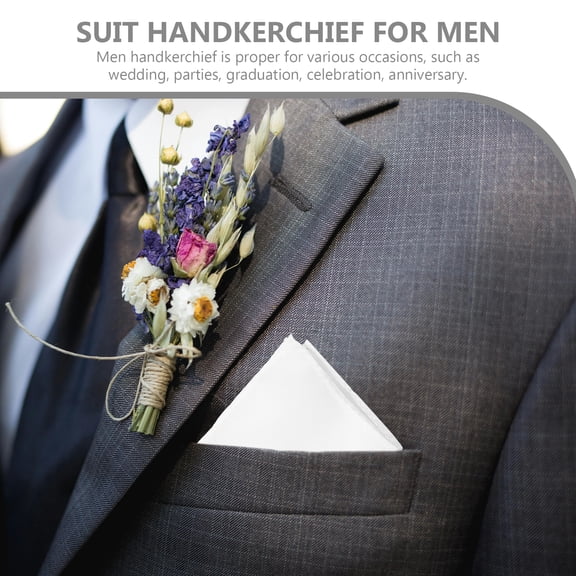 Supvox Mens Handkerchiefs No Iron White Polyester 6Pcs