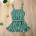 thumbnail image 6 of Canrulo Toddler Kids Baby Girls Clothes Strap Stripe Romper Jumpsuit Summer Outfits Sunsuit Green 4-5 Years, 6 of 6