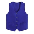 thumbnail image 3 of Bainana Boys Formal Vest For Kids Solid Color Sleeveless V Neck Button Down Tops Elegant Casual Big Child Speech Performance Party Jacket Blue Size 5-6 Years, 3 of 6