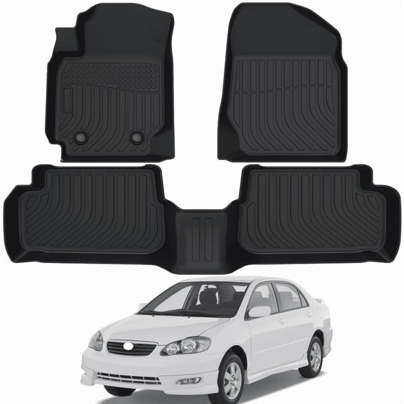 Car Floor Mats for 2003 2004 2005 2006 2007 2008 Toyota Corolla - Custom Fit 3D TPE Rubber Non-Slip Automotive Floor Liners, Easy to Clean All-Weather