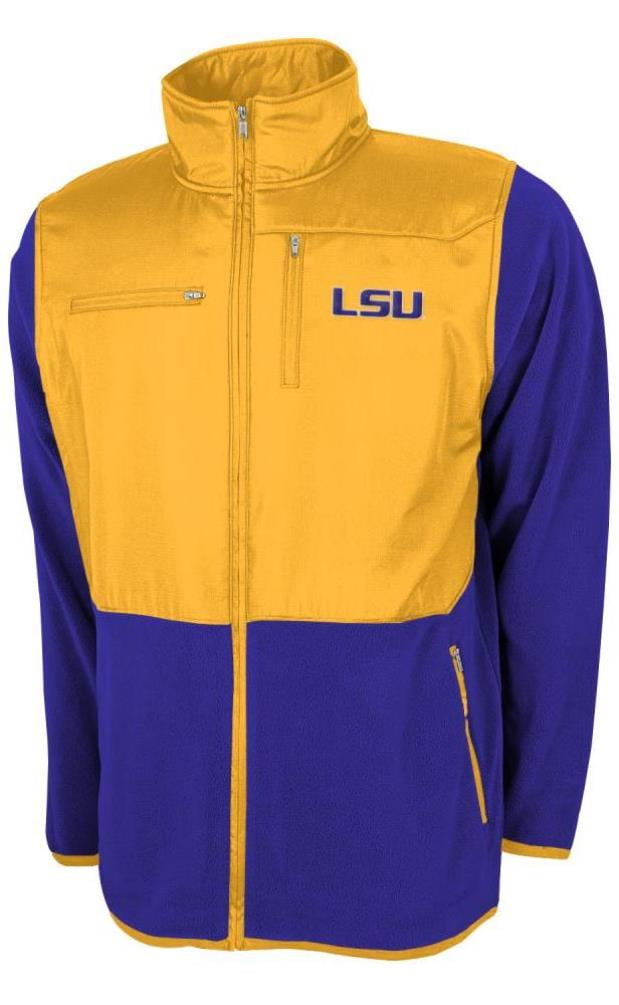 LSU Tigers NCAA Poly Dobby Full Zip Polar Fleece Jacket Purple by Genuine Stuff