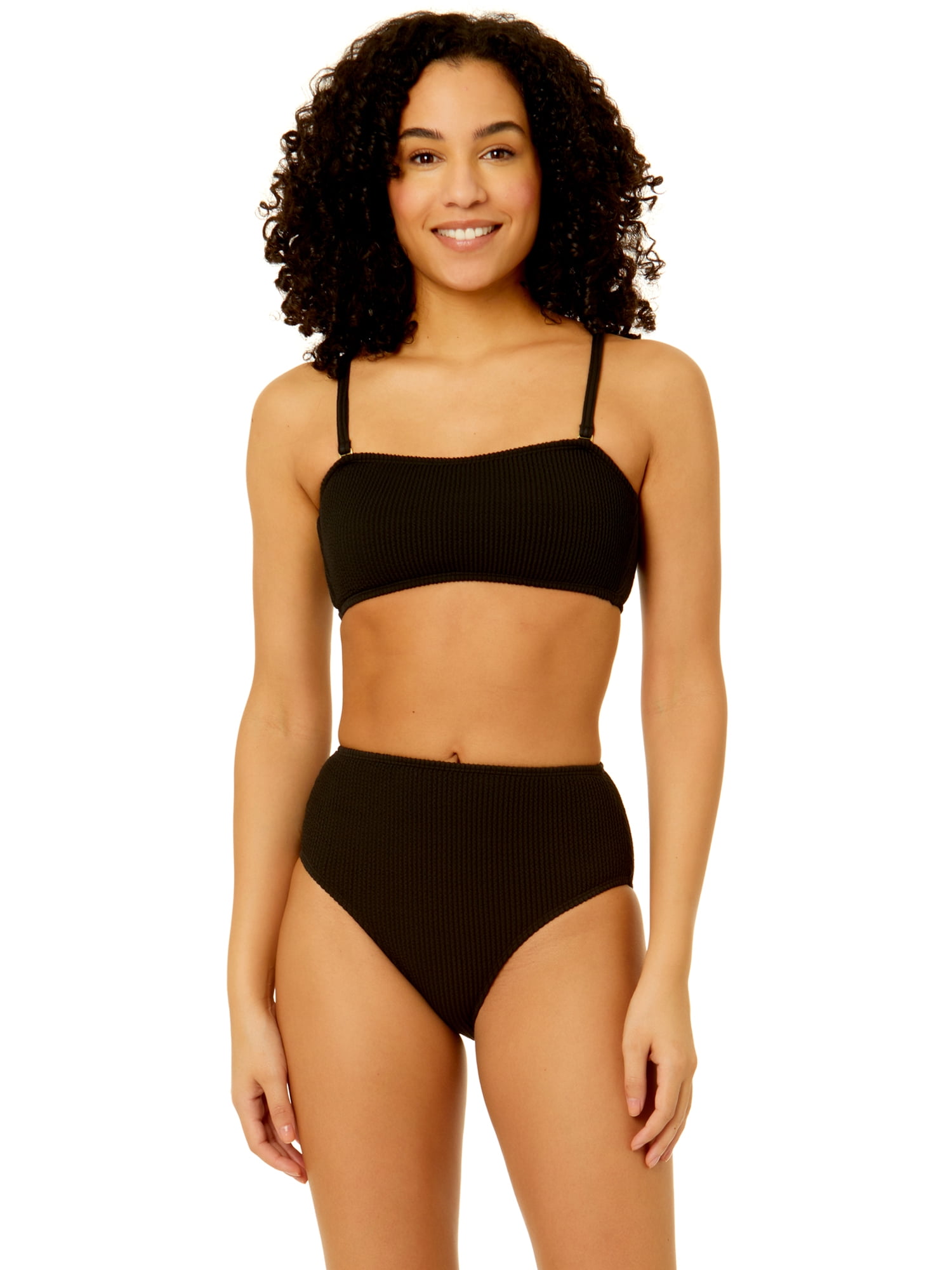 No Boundaries Juniors Ribbed High Waist Bikini Bottoms