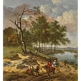 thumbnail image 2 of Jan Wijnants 20x21 Black Ornate Framed Double Matted Museum Art Print Titled: A River Landscape with Elegant Travelers and a Beggar in a Dune Landscape, 2 of 5