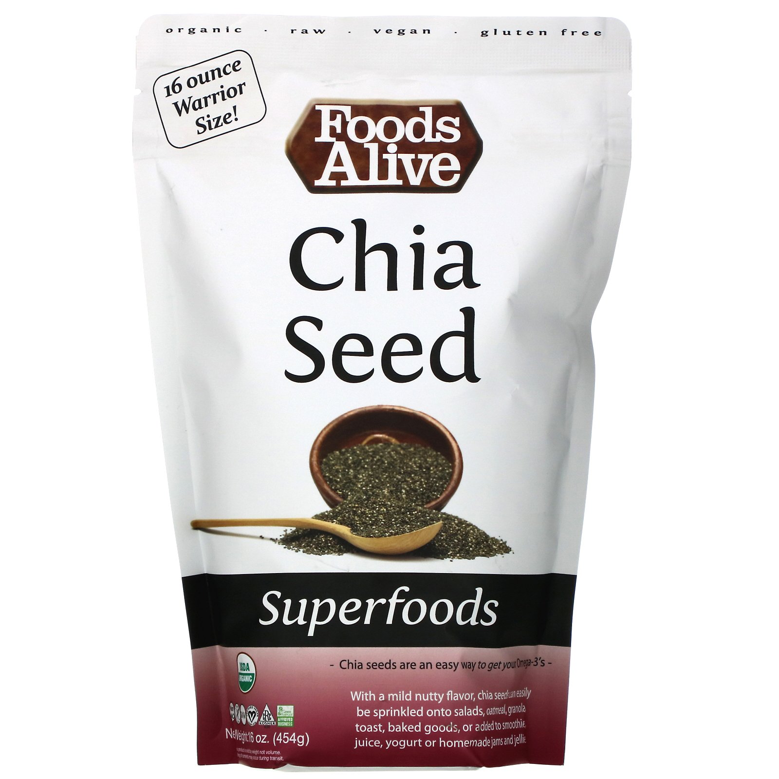 Foods Alive Organic Chia Seeds, 16 Oz