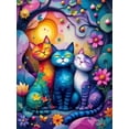 thumbnail image 1 of Adult Diamond Painting Kit, Colorful Cat and Flower Pattern, 5D DIY Diamond Painting, Full Drill Round Diamond Dotz Kit, for Home Wall Decor, Frame Not Included.,KM531-1, 1 of 3