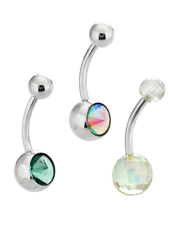 Body Jewelry BODY JEWELRY 3PK Cut Crystal Belly Banana