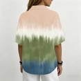 thumbnail image 7 of Favoffer Women's Gradient Linen Button Down Short Sleeve Tops V Neck Casual Summer Blouses Loose Fit Tie Dye Shirts for Beach Vacation Daily Work, 7 of 7