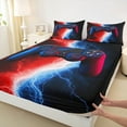thumbnail image 3 of jejeloiu 3D Console Lovers Full Size Sheets,Modern Video Game Bed Sheets,Red Blue Lightning Sheet Sets For Boy,Super Cozy Room Decor,4 Pieces, 3 of 7
