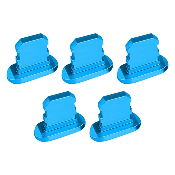Methold Paquete de 5 tapones para teléfono móvil a prueba de polvo Micro USB tapa portátil Smartphone antipolvo Mini pequeño reemplazo para Electrónica Azul claro