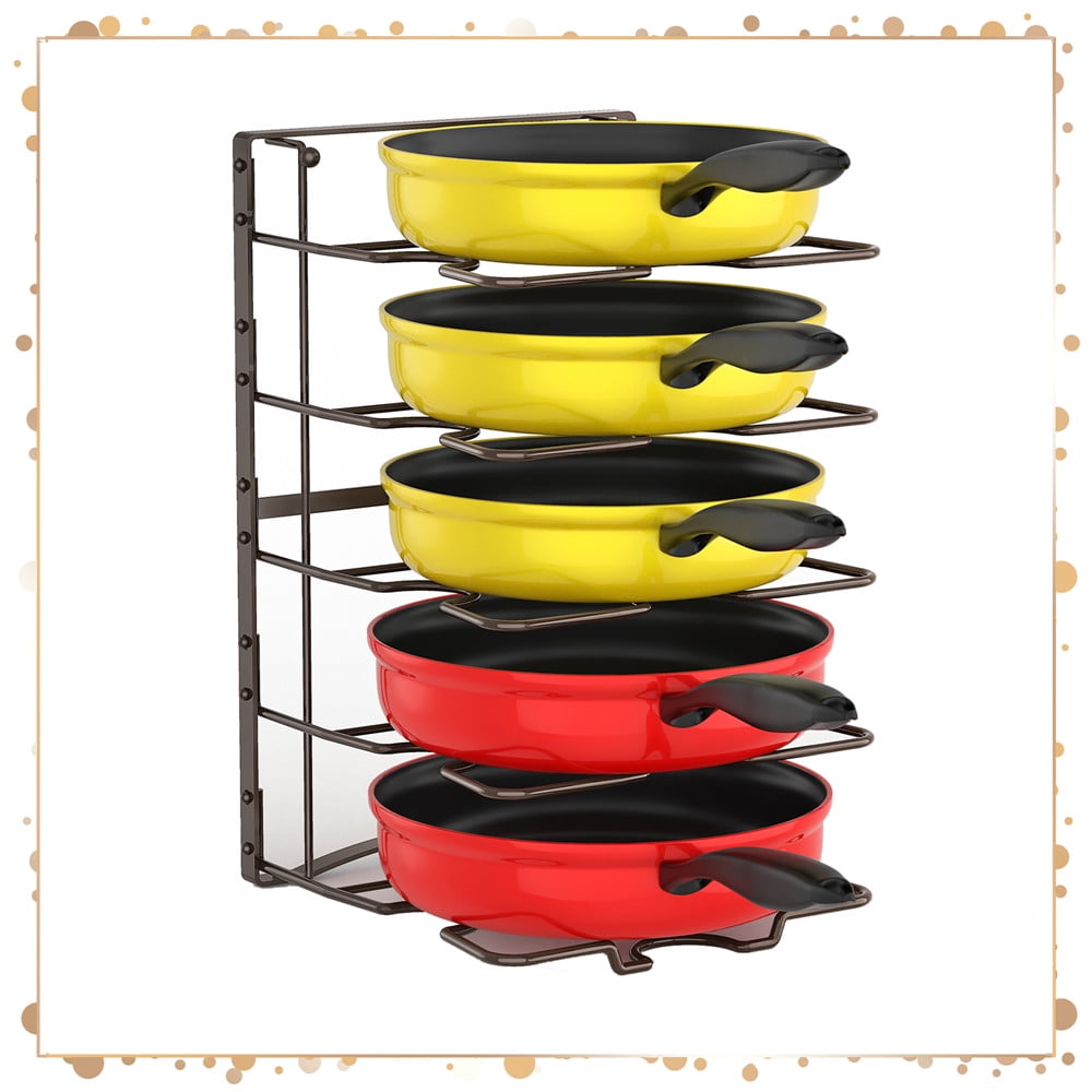 Auledio Pan Organizer Rack Heavy Duty Cookware Holder Lid Plate Holder ...