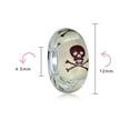 thumbnail image 2 of Bling Jewelry Womens Glow In The Dark Skull Crossbones Glass Charm Bead for European Bracelets, 2 of 3
