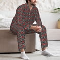thumbnail image 7 of Haiem Red And Orange On Blue Teal Pattern Men’s Long-sleeve Sleepwear,Sleepwear Set,2-piece Loungewear Set,Soft PJs Comfy Nightwear with Pockets-X-Large, 7 of 7