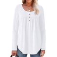thumbnail image 3 of Long Sleeve Shirts for Women Fall Outfits Crew Neck Casual Tunic Tops Trendy Blouses Fashion Clothing White XXL, 3 of 6