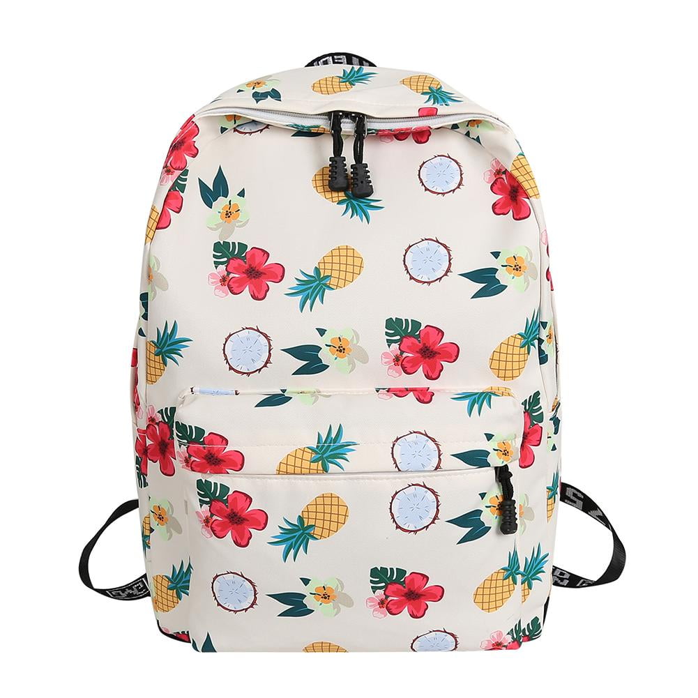 Women Canvas Backpacks Cartoon Print Large Capacity School Shoulder Handbag Tote