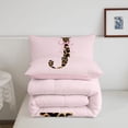thumbnail image 5 of meiyoeat Chic Leopard Bow J Twin Comforter Sets,Cheetah Print Monogram Initial Art Bedding Set For Girl,Pink Reversible,2-Piece,1 Comforter and 1 Pillowcase, 5 of 7