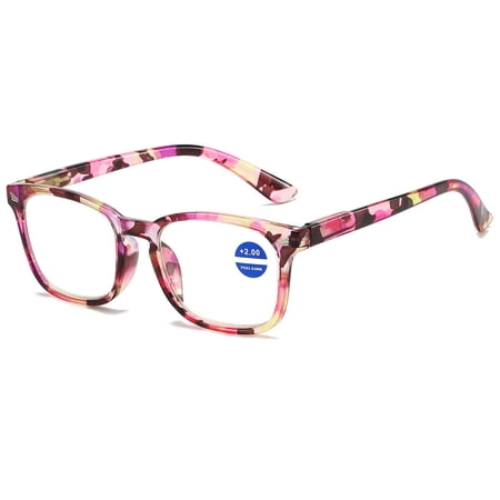 MAGIMODAC Anti Blue Light Reading Glasses Floral Spring Hinges Blue Light Blocking Eyeglasses Eyewear Readers (Purple, +3.0)