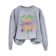 thumbnail image 4 of Baberdicy Mardi Gras 2024 Let the Good Times Rall Women's Letter Printed Crewneck Sweatshirts Long Sleeve Top Mardi Gras Shirts for women, 4 of 4