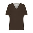 thumbnail image 4 of iHengLiXing Spring Tops for Womens Dressy Casual Women's Summer Fashion Solid Color Neck Casual Short Sleeved Top Brown XXL, 4 of 6