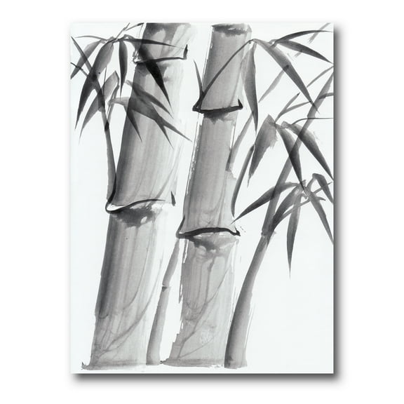 Designart ' Vintage Black and White Bamboo IV ' Traditional Canvas Wall Art Print