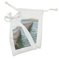 thumbnail image 2 of Beach Pathway Fabric Pouch Set of 2, Landscape of Wood Bridge Pier over the Sea near an Island, Small Drawstring Bag for Toiletries Masks and Favors, 9" x 6", Sea Green Brown, by Ambesonne, 2 of 2