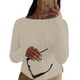 thumbnail image 5 of Gibobby Blusas Elegantes Camiseta corta ajustada Sexy para mujer, camisetas ajustadas de manga larga con cuello redondo, camiseta recortada de punto superior, blusa Retro, ropa de calle（Blanco， M), 5 of 5