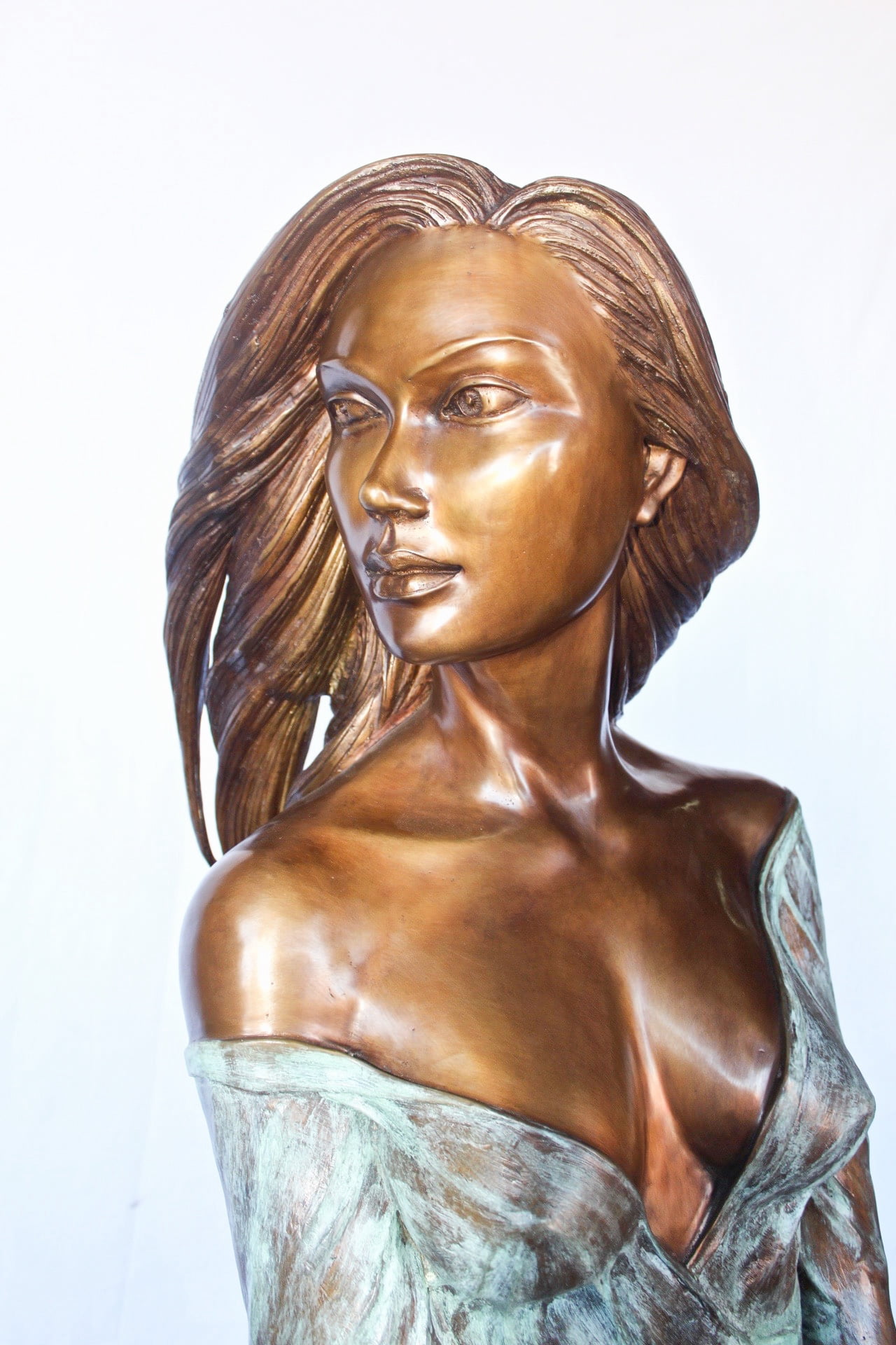 Nifao Beautifully exotic flutist women bronze statue – Outdoor Garden Decor Sculpture, 34"L x 25"W x 68"H