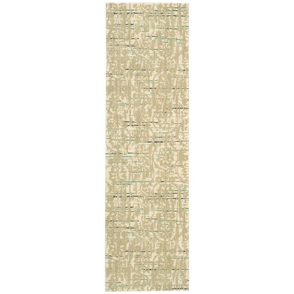 Nourison Nepal NEP11 Area Rug Beige 2'3" x 8' Runner Latex Free Wool,Silk 8' Runner Indoor,Runner Living Room Beige