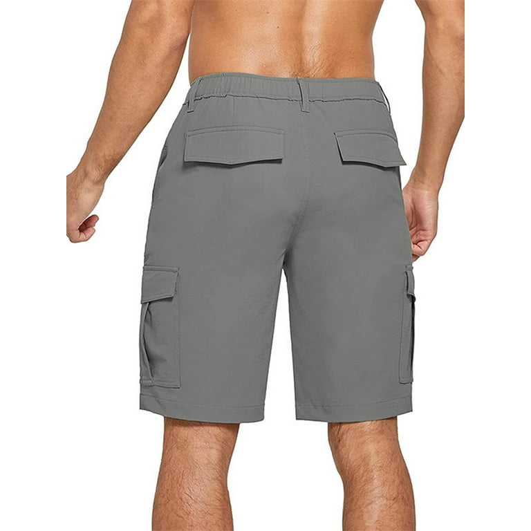Mens elastic waist shorts with belt loops sale