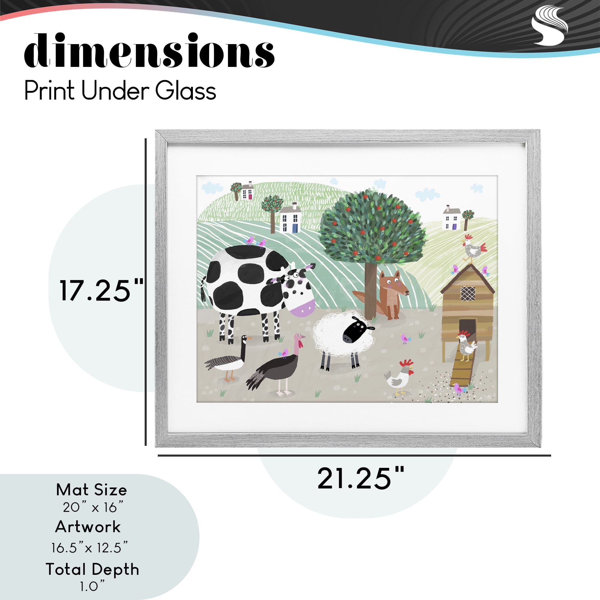 Stupell Industries Down At The Farm Gray Framed Print Under Glass, design by Carla Daly