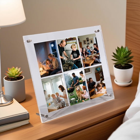 Cevemin Customized Acrylic Photo Frame - 3-Layer 3D Puzzle Design Desktop Decoration with Metal Stand, 2 Sizes, Printable Pattern/Text/Photo for Birthday Gifts