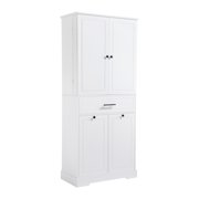 Modern Bathroom Storage Cabinet with Doors Drawers Tilt-Out Laundry Hamper