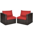 thumbnail image 7 of Patiojoy 2-Piece Patio Wicker Corner Sofa Set Rattan Loveseat with Removable Cushions Red, 7 of 7
