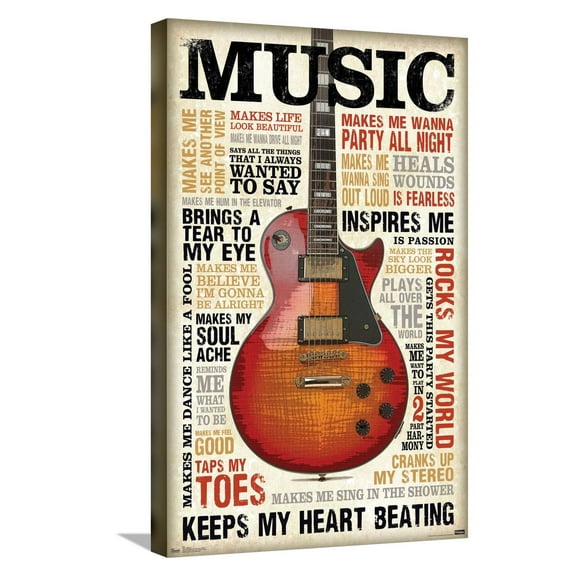 Music Inspires Me Canvas Wall Poster, 14.725" x 22.375"